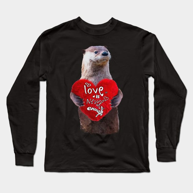 Otter and soft red heard Long Sleeve T-Shirt by Collagedream